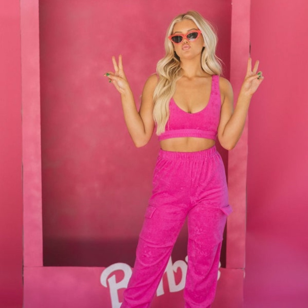 Terry Cloth Crop Top & Jogger Set
